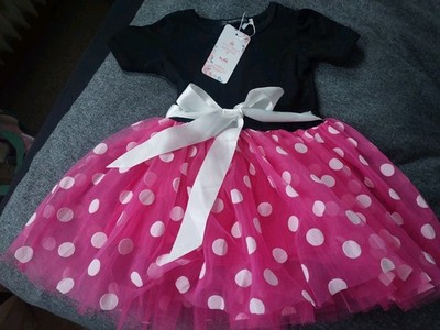 Kleid Gr. 80, Schwarz/pink mit Punkten, Tüll