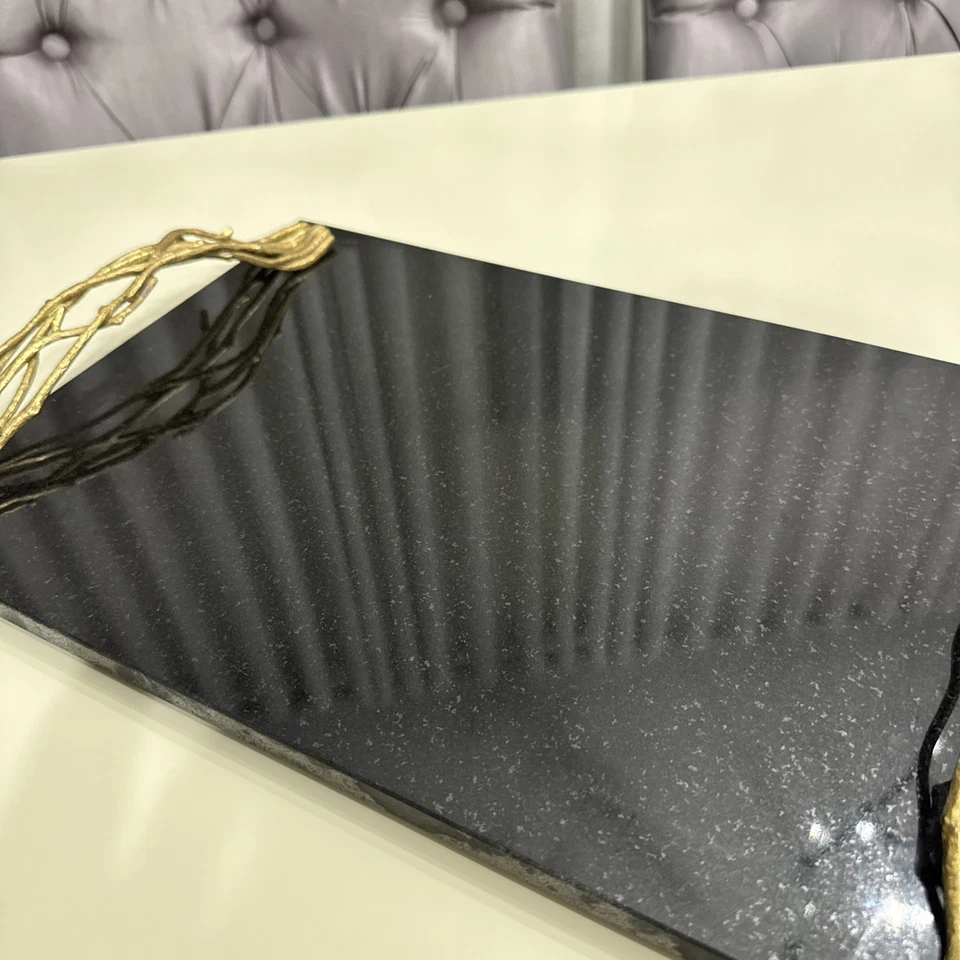 Michael Aram Brass, Stainless & Granite Twig Gold Large Cheese Board - Image 4 of 4