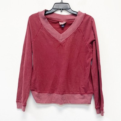 Universal Thread Red Long-Sleeve V Neck Cotton Pullover Sweater XS