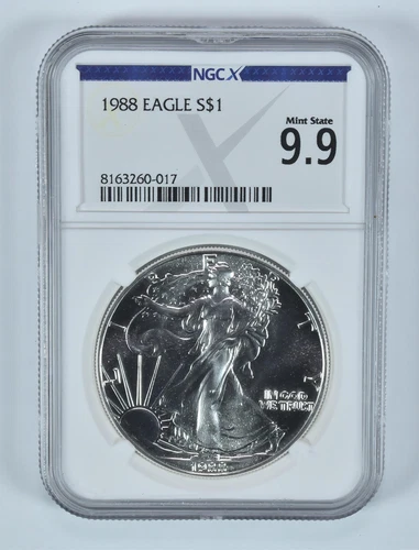1988 American Silver Eagle Mint State 9.9 NGC X NGCX *0338