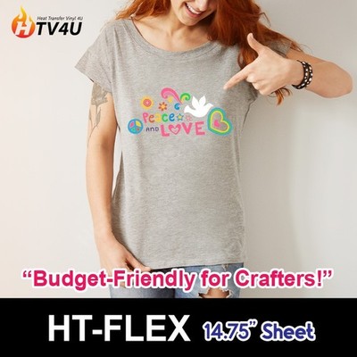 HT-Flex HTV 15''x 12'' Heat Transfer Vinyl Sheet HTV Iron-on Heat Press Garment