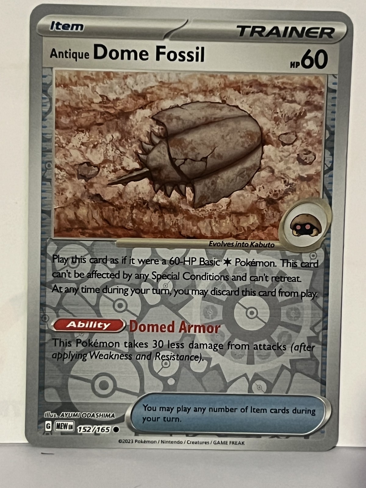 Antique Dome Fossil Reverse Holo 152/165 SV: Scarlet & Violet 151 NM Pokemon Fas