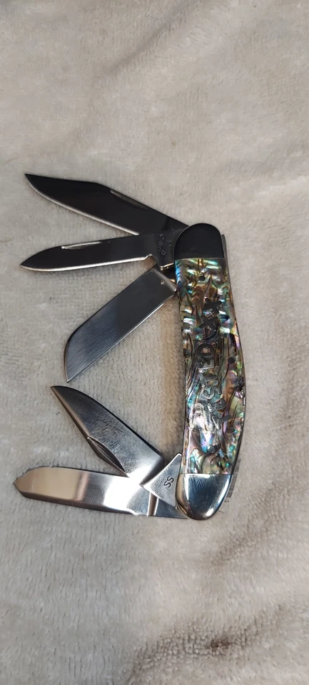 Case Xx 2003 TB Abalone Silver Script Tested XX 5 Blade Sowbelly. Only 150 made. - Image 4 of 4