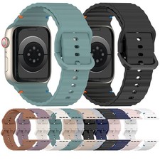 Silicone Wave Line Strap Watchband Bracelet for iWatch 2/3/4/5/6/7/SE/8/9/Ultra