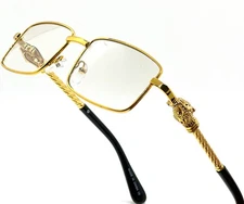 Sunglasses Gold Frame Clear Lens Classy Men Sophisticated Cholo Gangster Square