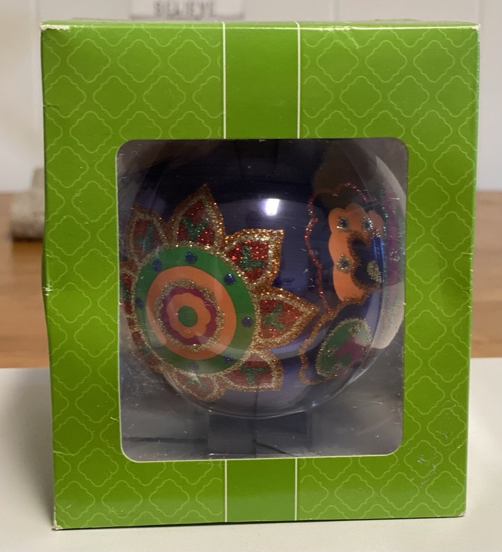 Vera Bradley 2013 Christmas Holiday Ornament 4" Glass Venetian Paisley New 