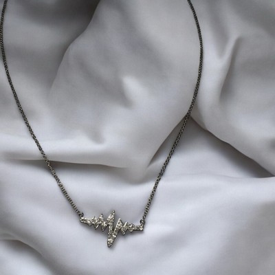 Diamant Sterling Silber Schallwelle Halskette