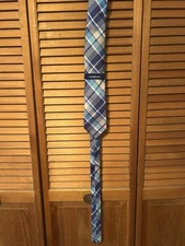 Croft And Barrow All Silk Neck Tie Blue/Gray