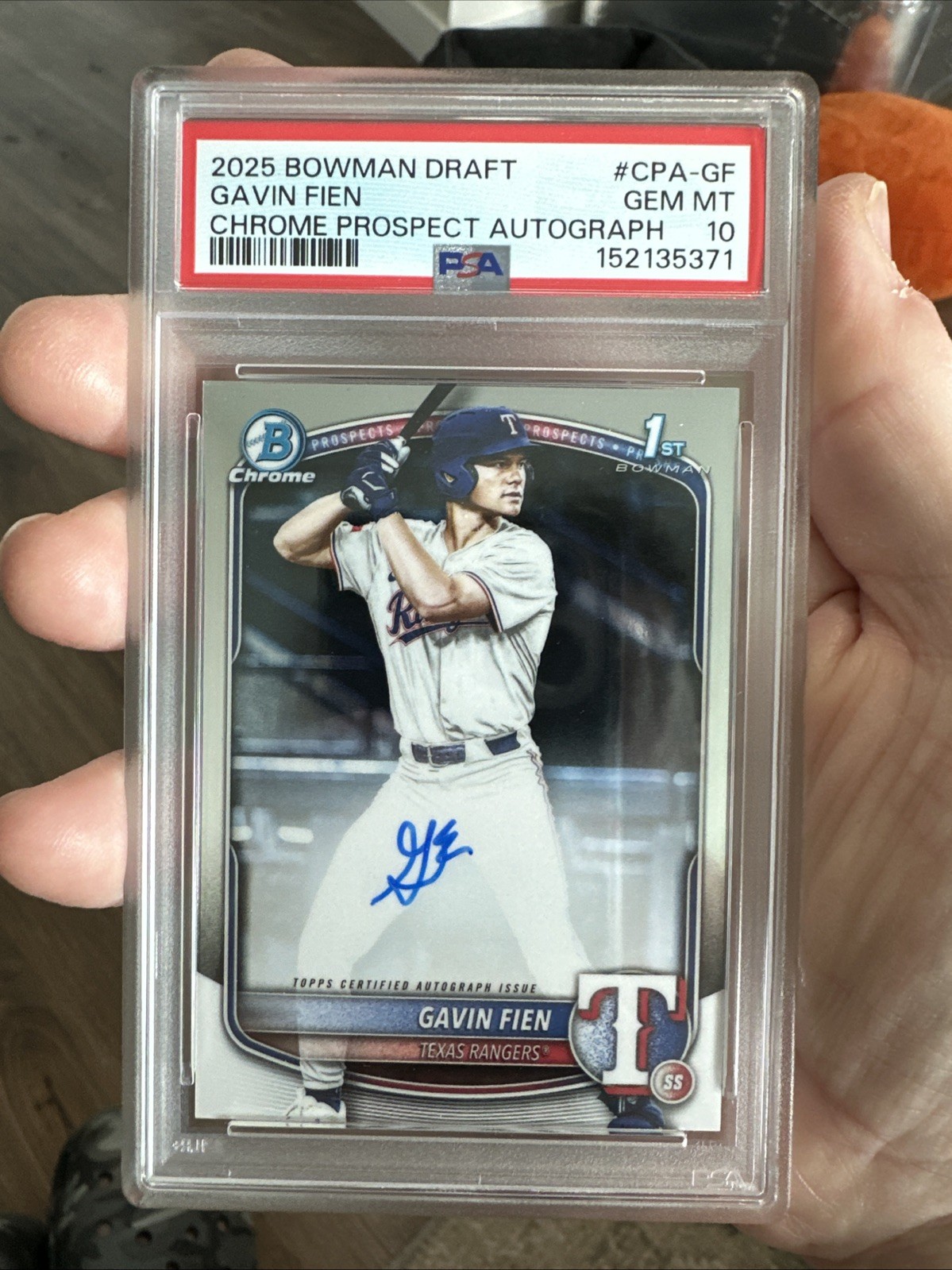 2025 BOWMAN DRAFT #CPA-GF GAVIN FIEN CHROME PROSPECT AUTOGRAPH LOW POP PSA 10 view 6