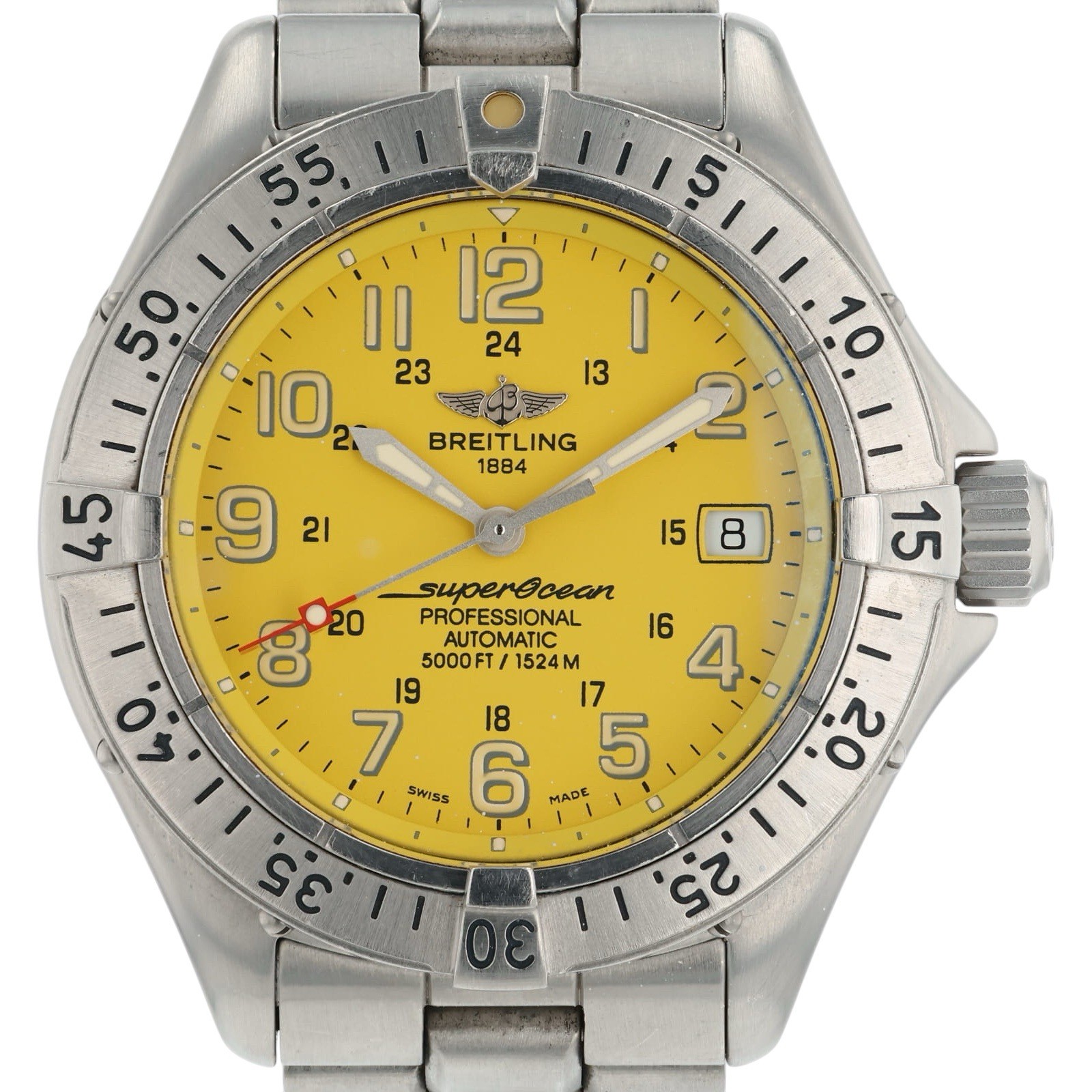 Breitling Superocean Stainless Steel Yellow Dial 41mm Automatic Mens A17345