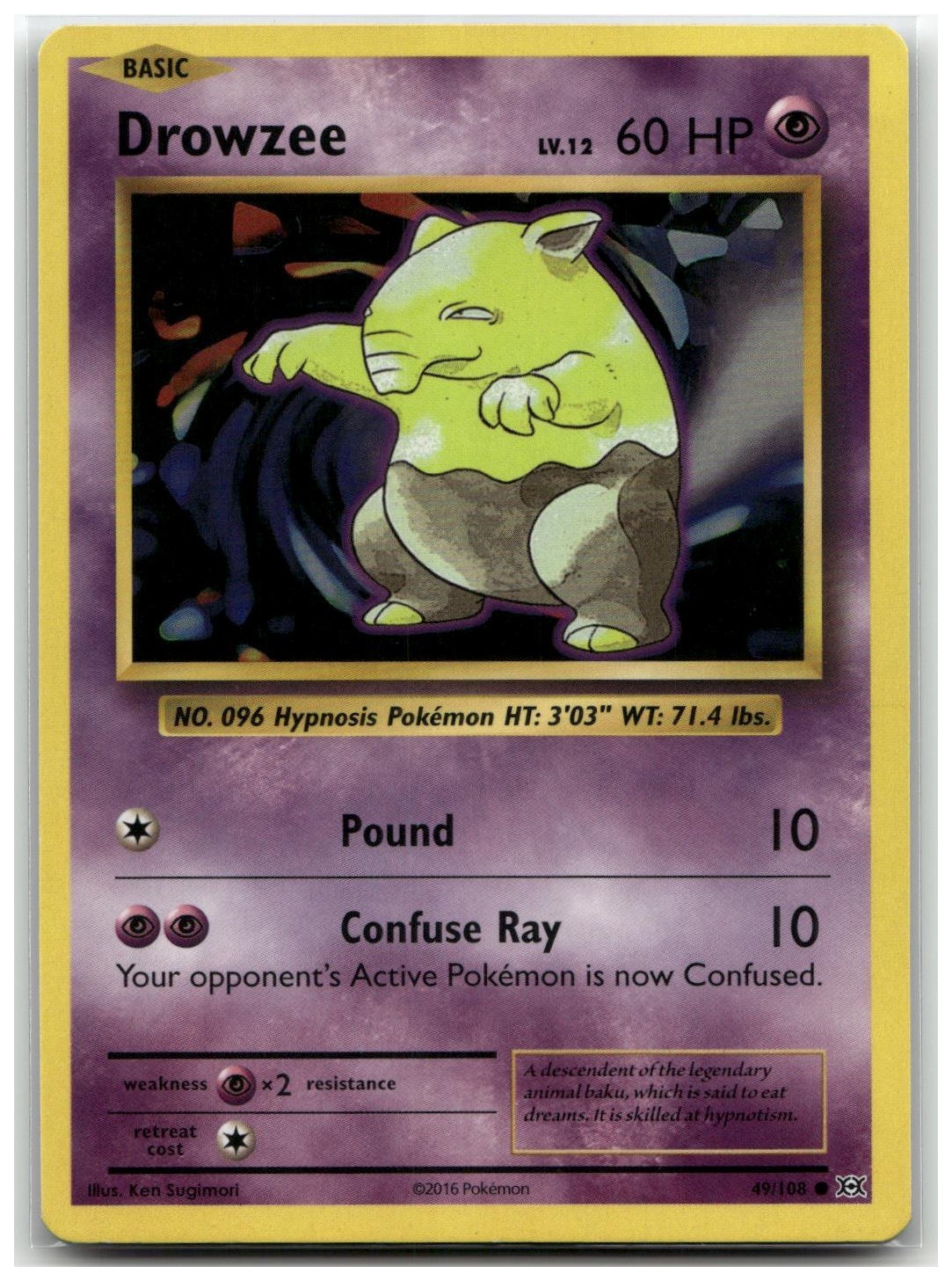 Drowzee 49/108 XY - Evolutions Common Pokemon TCG NM