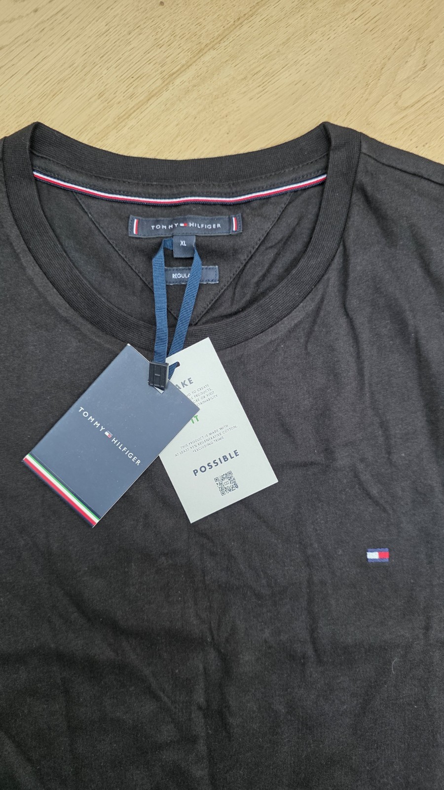 Tommy Hilfiger Black Regular Fit Essential Solid 100percent Cotton T-Shirt Tee Size Xl image 4
