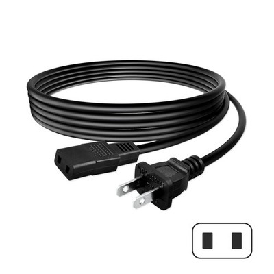 8ft 2-Prong Square AC Power Cord Cable Lead for Vintage Korg Keyboards Roland
