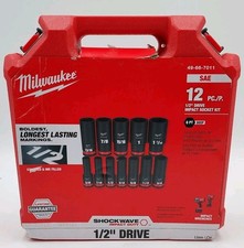 NEW OPEN Milwaukee 49-66-7011 SHOCKWAVE 1/2" Drive SAE Impact Socket Set T2-A7 