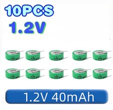 10PCS 1.2V 40mAH Ni-MH Rechargeable Battery With 2 Pins/Tabs For Meter Alarm New