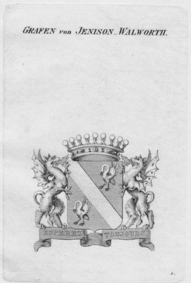 1820- Jenison- Walworth  Wappen Adel coat of arms heraldry Heraldik Kupferstich