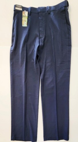 NWT $80 HAGGAR men's Premium Comfort dress pants stretch strie blue 34 x 32 - Picture 2 of 10