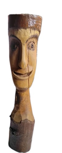 Vintage FOLK ART WOOD BUST CARVING