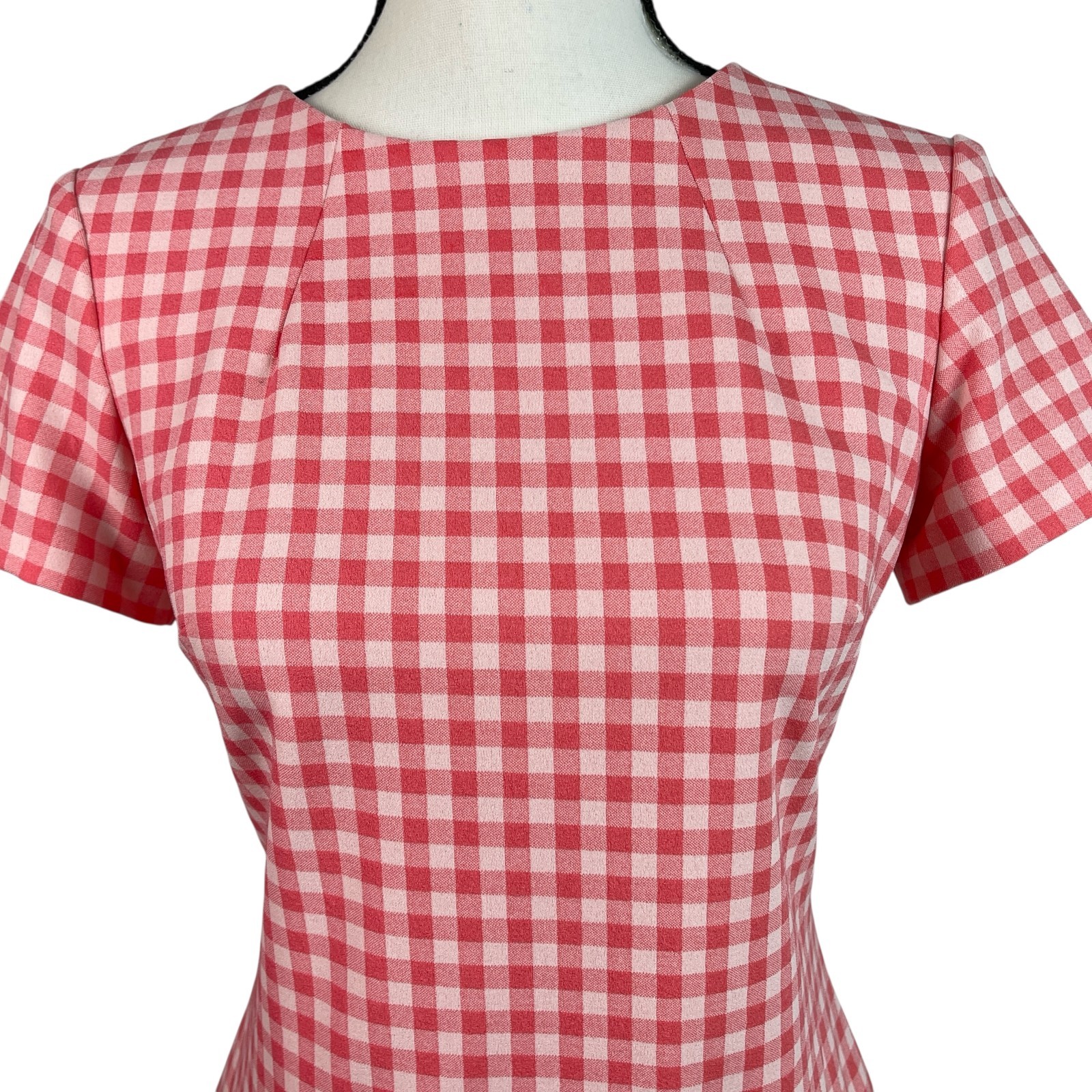 Tommy Hilfiger Women's Dress Size 2 Pink White Gingham Short Sleeve Preppy thumbnail 2