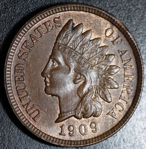 1909 INDIAN HEAD CENT - AU BU UNC - With A TOUCH OF MINT LUSTER!