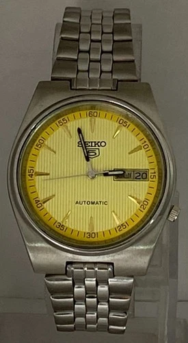 Vintage Rare Seiko5 Yellow Dial 7009 & D/D Watch Automatic "Fully Functionally"