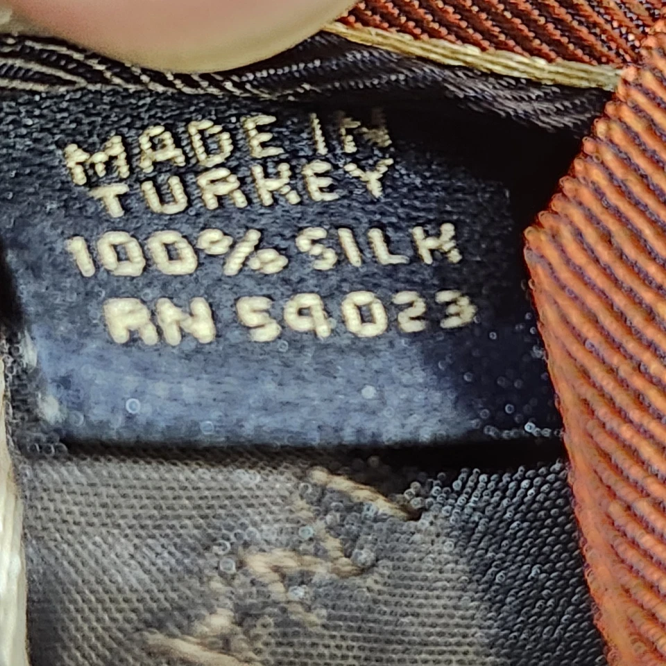 Corbata Banana Republic Naranja Y Azul 100% Seda Diagonal Rayas - Hecha en Turquía Foto 3 de 4