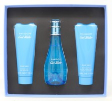Davidoff Cool Water 3pc Gift Set For Women100ml EDT  75ml Lotion  75ml Gel