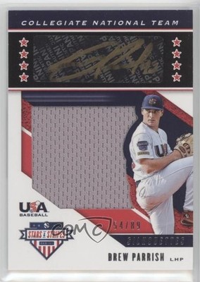 2019 USA Baseball Stars & Stripes Black Gold Jerseys /89 Drew Parrish Auto 0g45