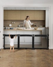 Extra Wide Gate Playpen with Heat-Resistant Mesh, 3 Panel Foldable Fence, Ind...