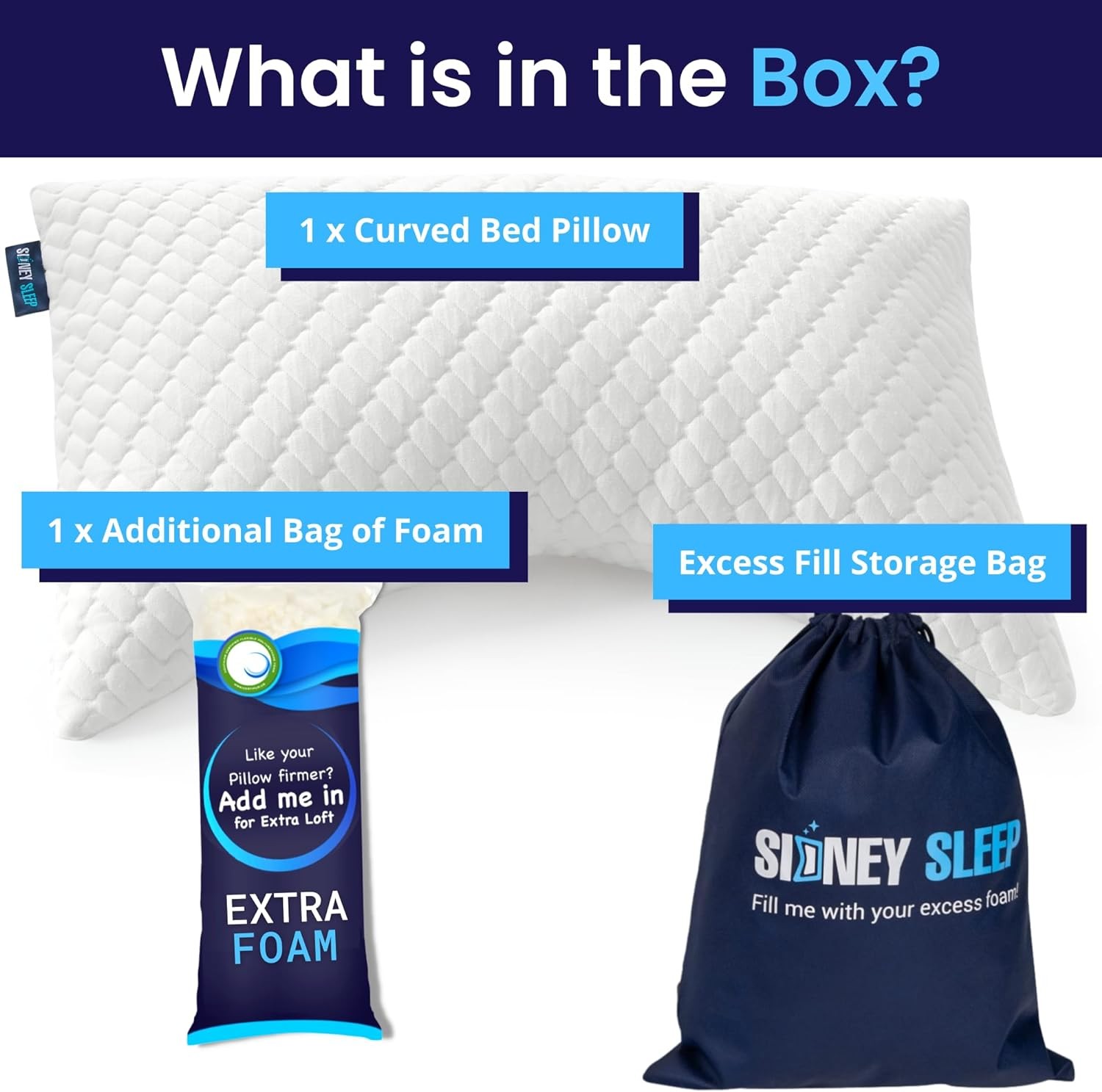 Sidney Sleep Pillow for Side and Back Sleepers - Queen (Pack of 1), White 