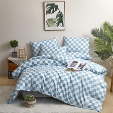 Blue Checkered Comforter Set - Full Size Blue  White Plaid Bedding