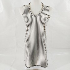 Chanel Dress Ladies Polyester Nylon Polyurethane Striped Sleeveless Size 3984392