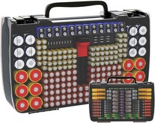 Battery Organizer Storage Holder Box Case with Tester- 269 Batteries Grey