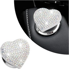Bling Push Start Button Cover with Rhinestone,Heart Push to Start Button Cover f