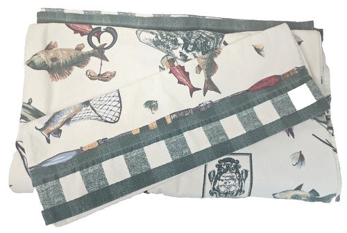VTG Standard Pillow Cover & Top Flat Sheet  Fishing Bedding Pike Fish Portugal