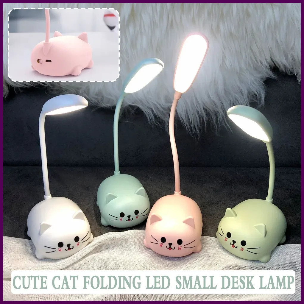 Lámpara de mesa LED pequeña y plegable con carga USB y luz nocturna de certificado p