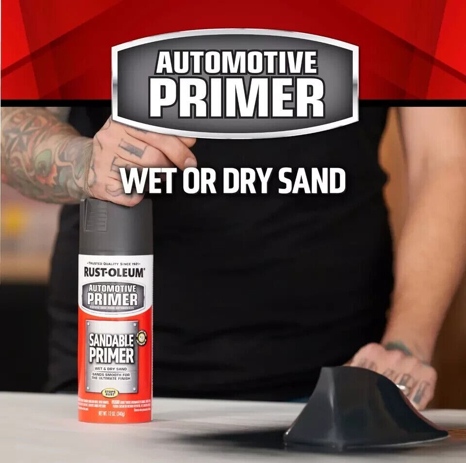 Rust-Oleum 249418 Automotive Sandable Primer Spray Paint 12 oz Black Home Garden