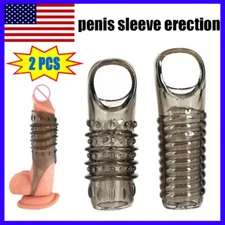 Enhancer Enlarger Penis Extender Sleeve Girth Cock Sheath 2Pcs/Set Men Sex Toys