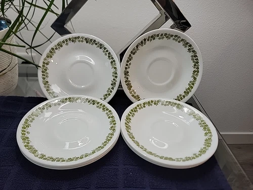 8 PC LOT of Vintage Pyrex Spring Blossom Crazy Daisy Cup Saucers 6.25"