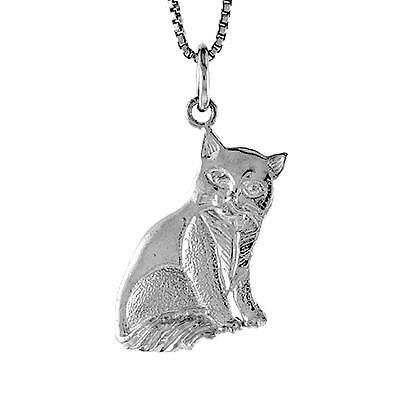 Sterling Silver Polished Cat Pendant 