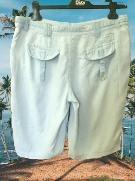 DA-NANG RARO CARGO BERMUDAS LAVABLES 100% SEDA AZUL CIELO PANTALONES CORTOS EN GRANDE Foto 3 de 4