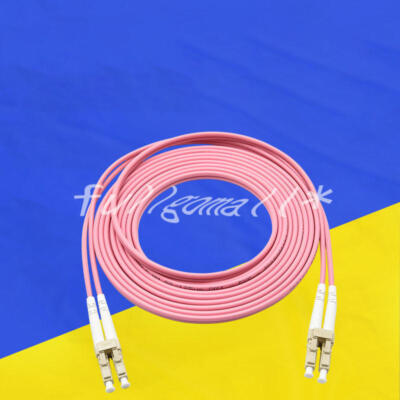 LC UPC to LC UPC Duplex OM4 Multimode 3.0mm Fiber Optic Patch Cord Cable 15M