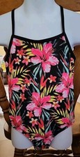 Hurley Girls One Piece Quick Dry Swimsuit Youth Size 5 6 Pink Floral