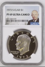 1973 S Clad $1 PF 69 Ultra Cameo