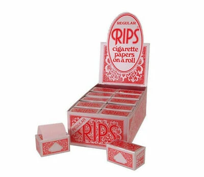 Full Box of 24 Rolls RIPS Red Regular Size Rolling Paper 37mm Wide