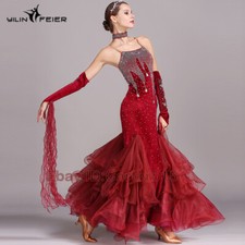 Modern Waltz Tango Smooth Latin Ballroom Competition Long Dance Dress Ball Gown