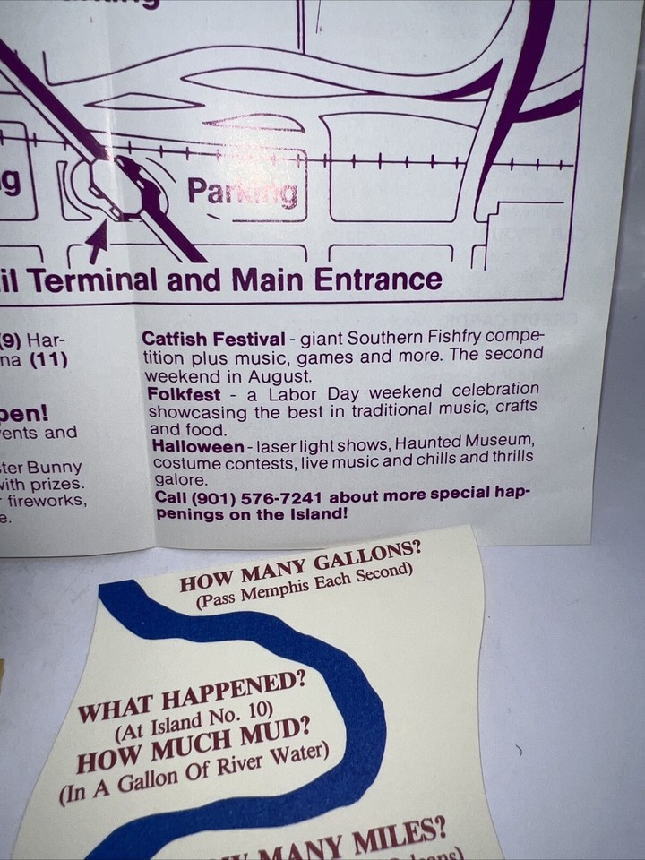 Mud Island 1980’s TICKET STUB Memphis TN Vintage Mississippi River And