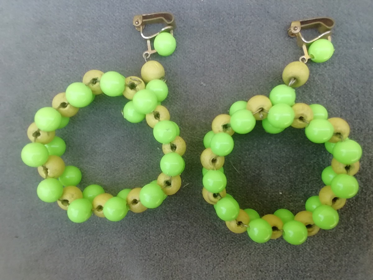 Boucles D'Oreilles à Clips Vintage – Style Années 60/70 – Occasion – Sans Marque