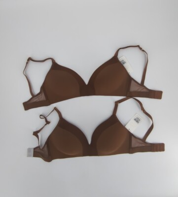 2 x Lively Bra Size 32DDD The Mesh Trim No-Wire Espresso Brown