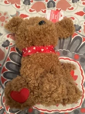 Walmart Way To Celebrate! Valentine’s Day Plush Dog Puppy Brown Heart Scarf, NwT